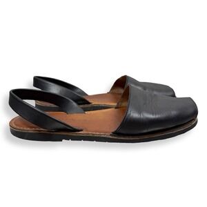 Pons Avarcas Black Leather Menorcan Sandals Slingback Flats Handmade in Spain